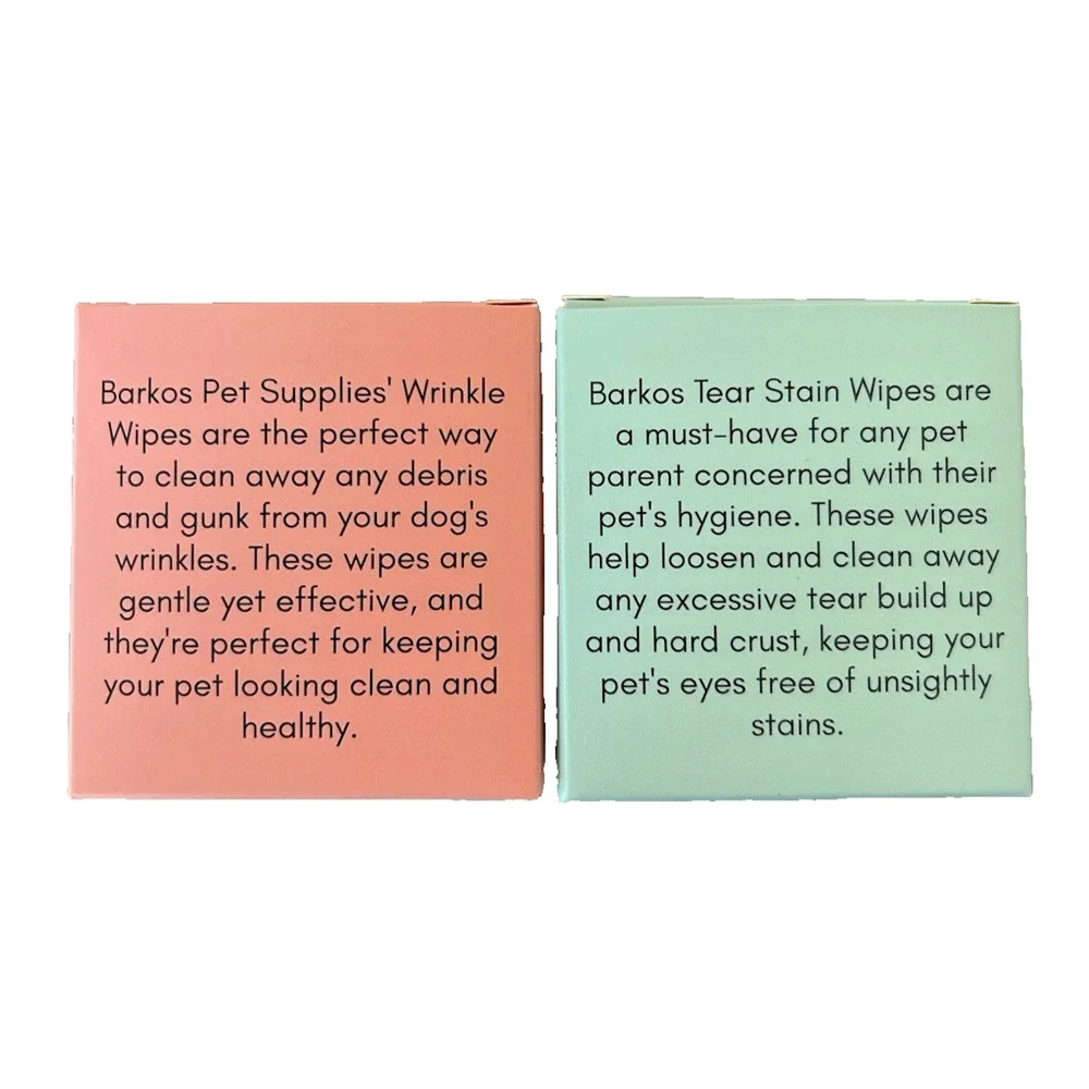 Lot Of 2 / Barkos Hypoallergenic Wrinkle Wipes Tear Stain Wipes For Dogs, 100ct